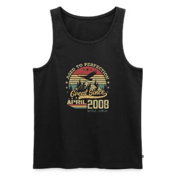 16 years old Aged to Perfection born in April 2008 - Men's Premium Organic Tank Top - black - Front - Michal (187cm)