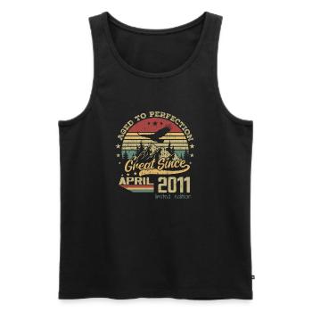 13 years old Aged to Perfection born in April 2011 - Men's Premium Organic Tank Top - black - Front - Michal (187cm)