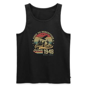 76 years old Aged to Perfection born in June 1948 - Men's Premium Organic Tank Top - black - Front - Michal (187cm)