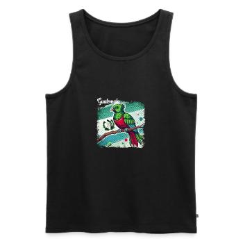 Tropische Wildtierkunst Farbenfroher Quetzal Vogel - Männer Premium Bio Tank Top - Schwarz - Vorne - Michal (187cm)