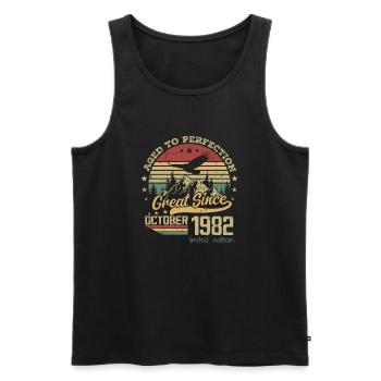 42 years old Aged to Perfection born: October 1982 - Men's Premium Organic Tank Top - black - Front - Michal (187cm)