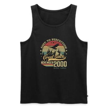 24 years Old Aged to Perfection born: November 2000 - Men's Premium Organic Tank Top - black - Front - Michal (187cm)