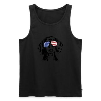 Dachshund DACHSHUND America Flag Glasses Wilsigns - Men's Premium Organic Tank Top - black - Front - AI Model Male 178 light (178cm)