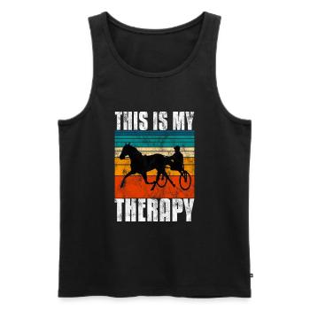 This is my therapy Trabrennen Trabreiten Retro - Männer Premium Bio Tank Top - Schwarz - Vorne - Michal (187cm)