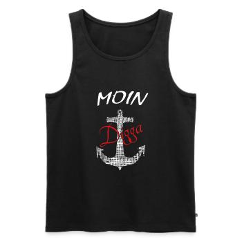 Moin Digga - Männer Premium Bio Tank Top - Schwarz - Vorne - AI Model Male 178 light (178cm)