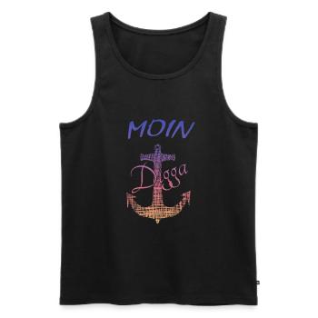 Moin Digga Hamburg - Männer Premium Bio Tank Top - Schwarz - Vorne - AI Model Male 178 light (178cm)