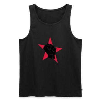 Roter Stern mit Faust - Männer Premium Bio Tank Top - Schwarz - Vorne - AI Model Male 178 light (178cm)
