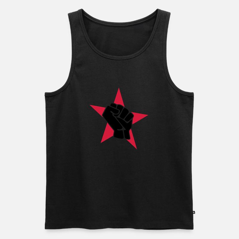 Roter Stern mit Faust - Männer Premium Bio Tank Top - Schwarz