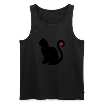 katze schwarz herz - Männer Premium Bio Tank Top - Schwarz - Vorne - AI Model Male 178 light (178cm)