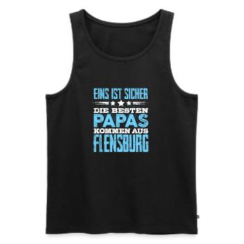 FLENSBURG - Papa - Männer Premium Bio Tank Top - Schwarz - Vorne - Michal (187cm)