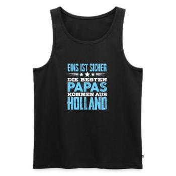 HOLLAND - papa - Männer Premium Bio Tank Top - Schwarz - Vorne - Michal (187cm)