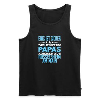 RÜSSELSHEIM-AM-MAIN -papa - Männer Premium Bio Tank Top - Schwarz - Vorne - AI Model Male 178 light (178cm)