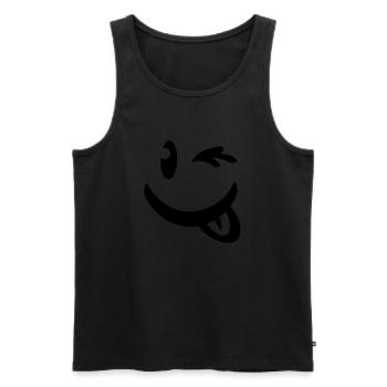 smiley_illu_c1 - Männer Premium Bio Tank Top - Schwarz - Vorne - Michal (187cm)