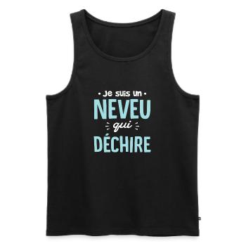 Neveu qui déchire drole - Débardeur bio Premium Homme - noir - Devant - Michal (187cm)