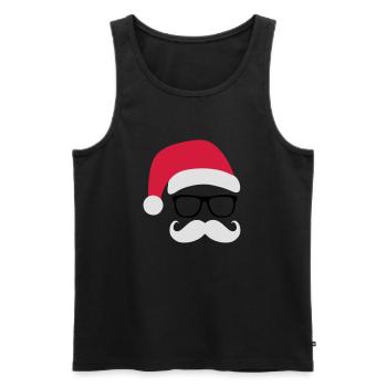 Funny Weihnachtsmann mit Nerd Brille und Mustache - Männer Premium Bio Tank Top - Schwarz - Vorne - Michal (187cm)