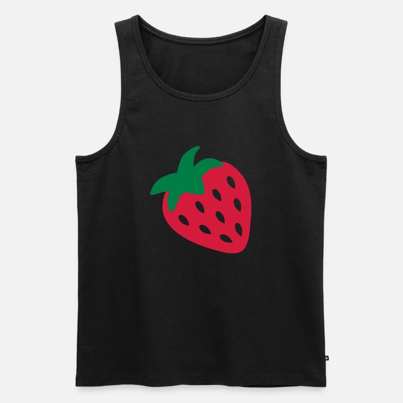 Erdbeere - Männer Premium Bio Tank Top - Schwarz