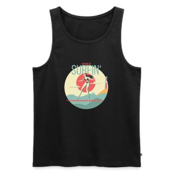 I wanna go surfing - Men's Premium Organic Tank Top - black - Front - AI Model Male 178 light (178cm)