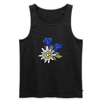 edelweiss_mit_enzian - Männer Premium Bio Tank Top - Schwarz - Vorne - Michal (187cm)