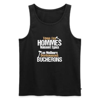 Bûcheron humour drôle phrase bucheron métier - Débardeur bio Premium Homme - noir - Devant - Michal (187cm)