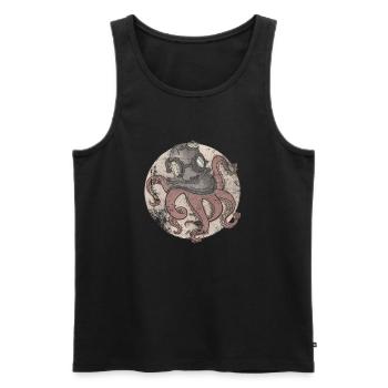 Octopus in diving helmet - Men's Premium Organic Tank Top - black - Front - AI Model Male 178 light (178cm)