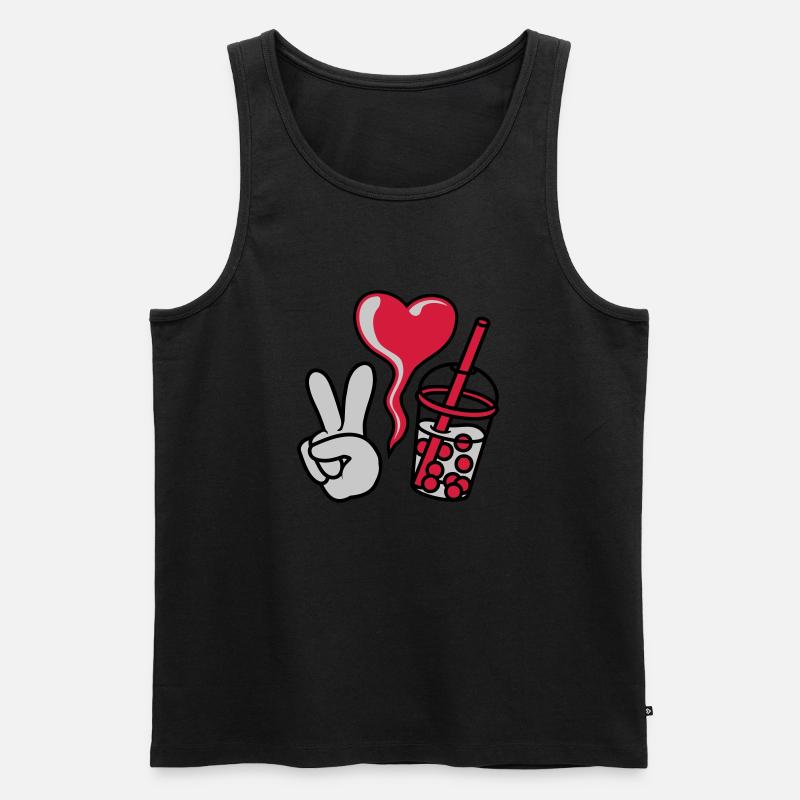 Peace Love Bubble Tea - Männer Premium Bio Tank Top - Schwarz