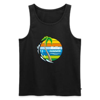 Hello Summer - Men's Premium Organic Tank Top - black - Front - AI Model Male 178 light (178cm)