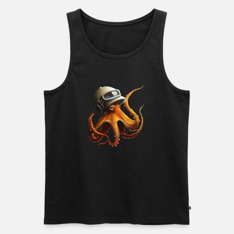 Krake Oktopus mit Helm Geschenkidee - Männer Premium Bio Tank Top - Schwarz