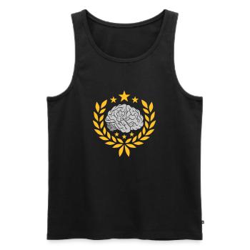 Gehirn Lorbeerkranz Sterne Wappen - Männer Premium Bio Tank Top - Schwarz - Vorne - Michal (187cm)