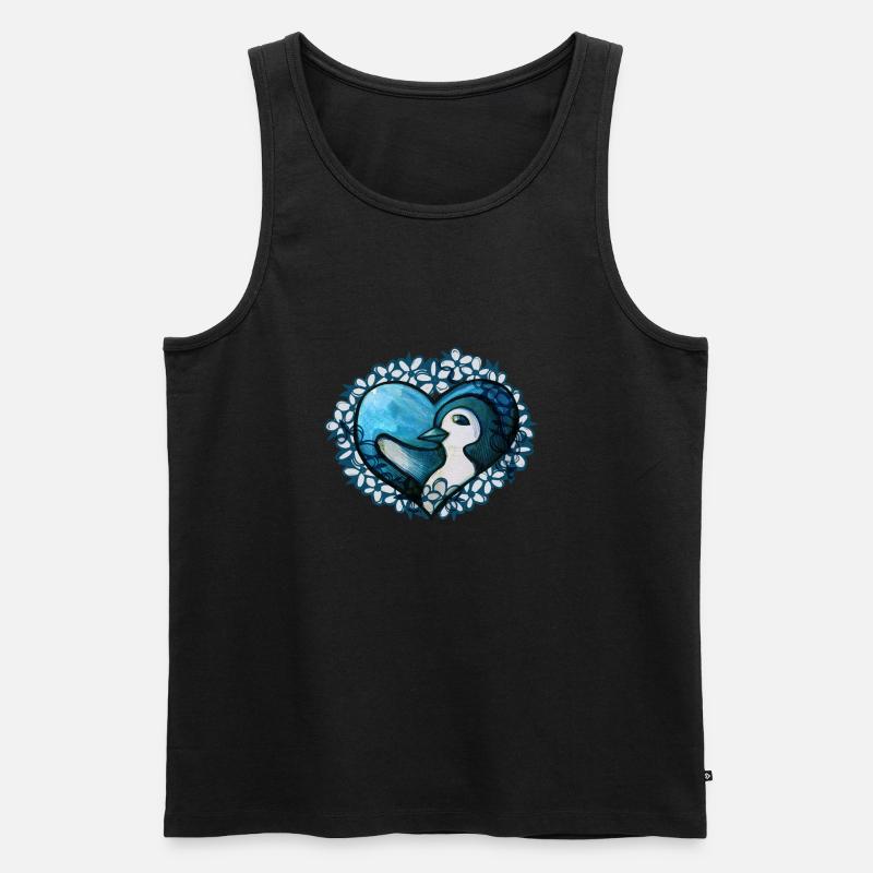 Ich liebe Pinguine - Männer Premium Bio Tank Top - Schwarz