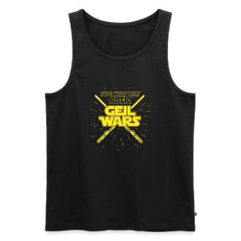 Klug wars nicht aber GEIL WARS Lustiger Spruch JGA - Männer Premium Bio Tank Top - Schwarz - Vorne - AI Model Male 178 light (178cm)