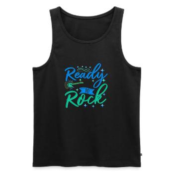 Ready to rock guitare rock'n'roll musicale guitare - Débardeur bio Premium Homme - noir - Devant - AI Model Male 178 light (178cm)