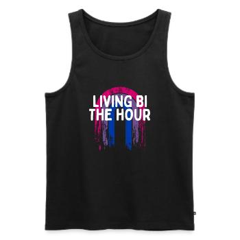Vivre Bi l’heure Bisexuel LGBTQ Bi Pride LGBT - Débardeur bio Premium Homme - noir - Devant - Michal (187cm)