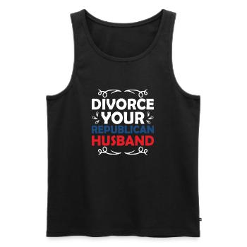 Divorce Your Republican Husband Divorcee Ex-Wife W - Men's Premium Organic Tank Top - black - Front - AI Model Male 178 light (178cm)
