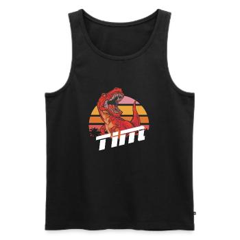 TIM - Beau prénom de garçon avec T-REX Dino - Débardeur bio Premium Homme - noir - Devant - AI Model Male 178 light (178cm)