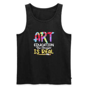 Éducation artistique La lutte est un vrai professeur d’art Pro - Débardeur bio Premium Homme - noir - Devant - Michal (187cm)