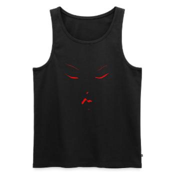 juste un visage féminin rouge - Débardeur bio Premium Homme - noir - Devant - AI Model Male 178 light (178cm)