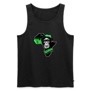 Gabon - Chimpanzé - Débardeur bio Premium Homme - noir - Devant - AI Model Male 178 light (178cm)