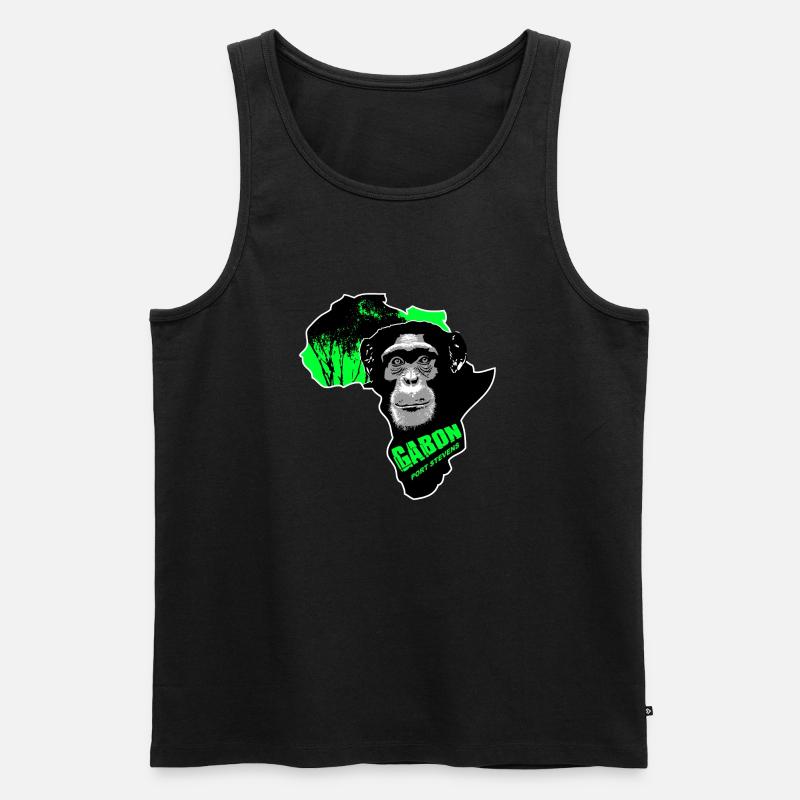 Gabun - Schimpanse - Männer Premium Bio Tank Top - Schwarz