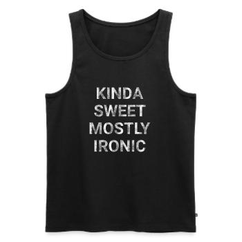 Kinda Sweet Mostly Ironic - Men's Premium Organic Tank Top - black - Front - Michal (187cm)