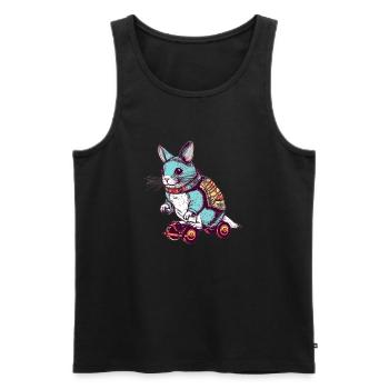 Der süße Chinchilla fährt mit einem Skateboard - Männer Premium Bio Tank Top - Schwarz - Vorne - AI Model Male 178 light (178cm)