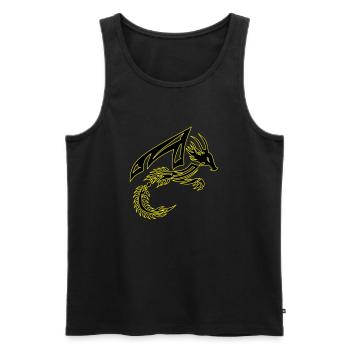Dragon tribal noir et jaune - Débardeur bio Premium Homme - noir - Devant - Michal (187cm)