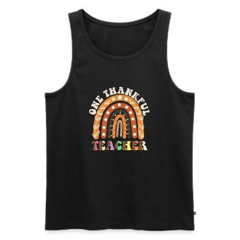 One Thankful Teacher Thanksgiving Day Rainbow - Männer Premium Bio Tank Top - Schwarz - Vorne - Michal (187cm)