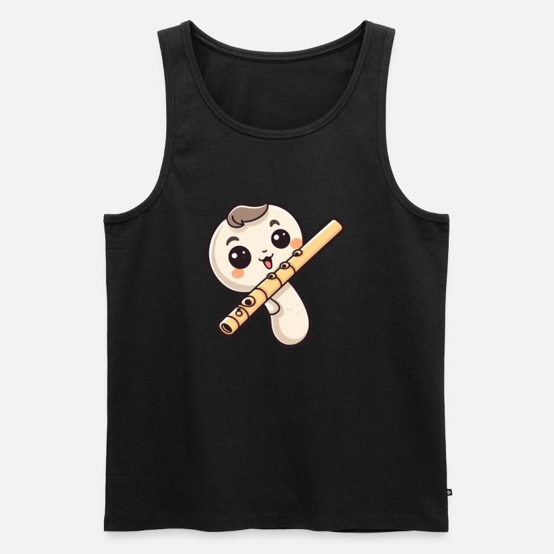 Flöte im Comic Stil - Männer Premium Bio Tank Top - Schwarz