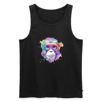 Koki der Schimpanse - Männer Premium Bio Tank Top - Schwarz - Vorne - AI Model Male 178 light (178cm)