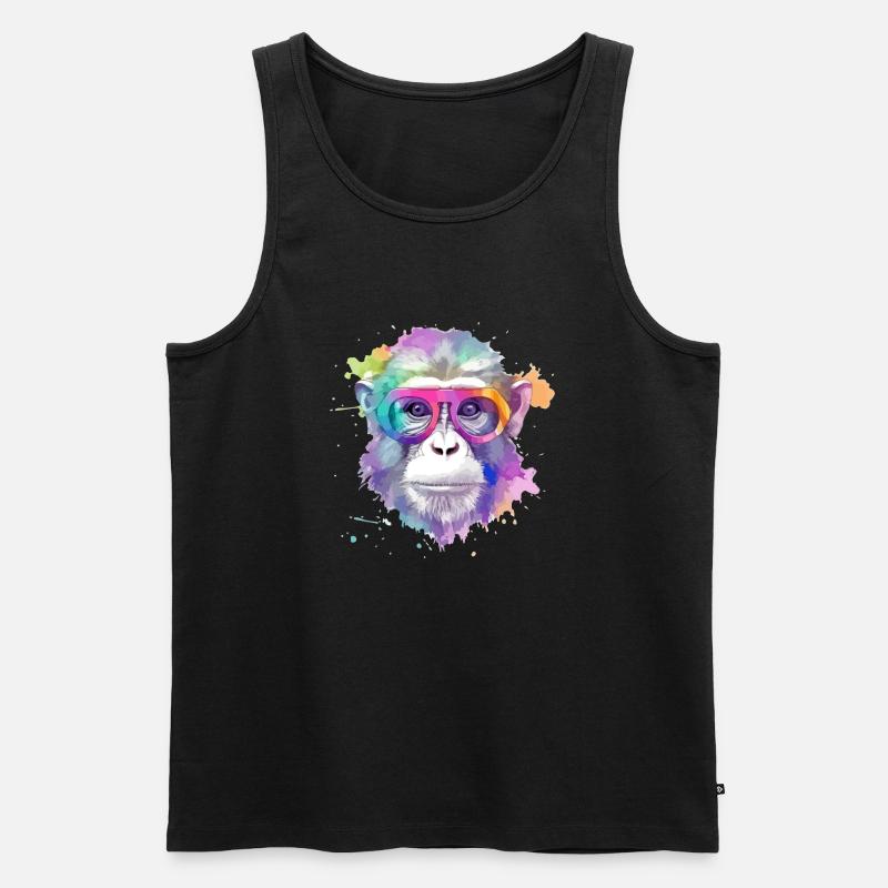 Koki der Schimpanse - Männer Premium Bio Tank Top - Schwarz