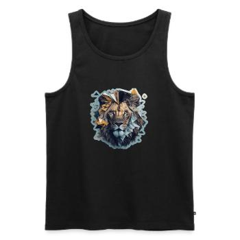 Lion polyart - Männer Premium Bio Tank Top - Schwarz - Vorne - Michal (187cm)