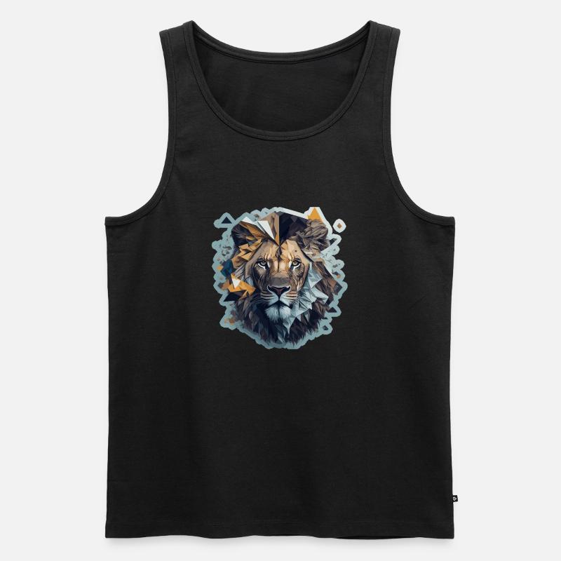 Lion polyart - Männer Premium Bio Tank Top - Schwarz