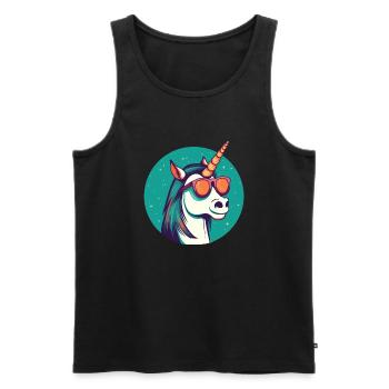 Unicorn with sunglasses, mythical horse - Men's Premium Organic Tank Top - black - Front - AI Model Male 178 light (178cm)