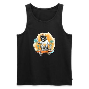Kiki the skater monkey - Men's Premium Organic Tank Top - black - Front - AI Model Male 178 light (178cm)