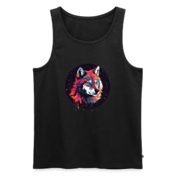 Wolf, Wildhund, Grauer Wolf, Canis lupus - Männer Premium Bio Tank Top - Schwarz - Vorne - AI Model Male 178 light (178cm)
